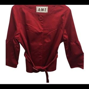 Ladies Red Short Jacket Top With Matching Belt
